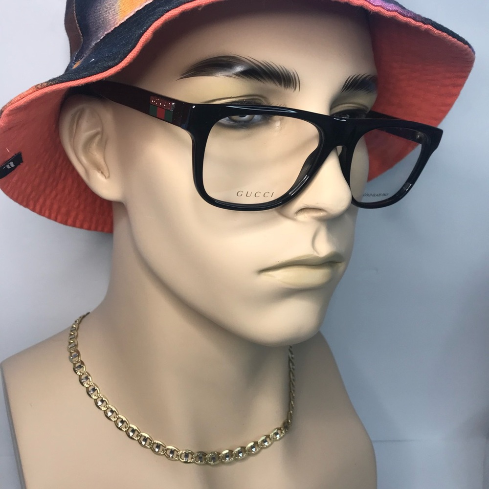💯- New Authentic Gucci GG1117O 001 Eyeglasses Men's Black Full Rim Rectangl…